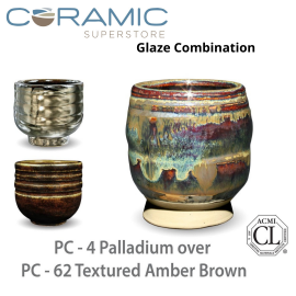 Palladium PC-04 over Textured Amber Brown PC-62 Pottery Cone 5 Glaze Combination Palladium PC-04 over Textured Amber Brown PC-62 Pottery Cone 5 Glaze Combination